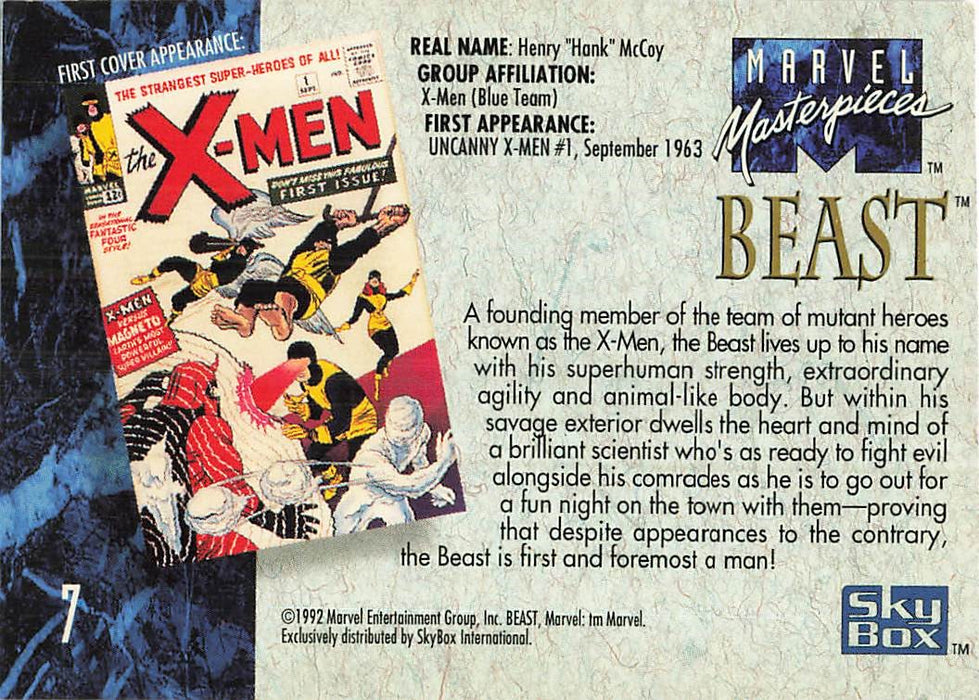 1992 SkyBox Marvel Masterpieces #7 Beast