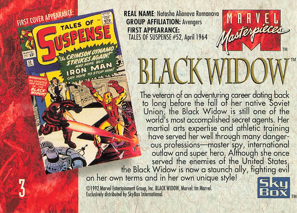 1992 SkyBox Marvel Masterpieces #3 Black Widow