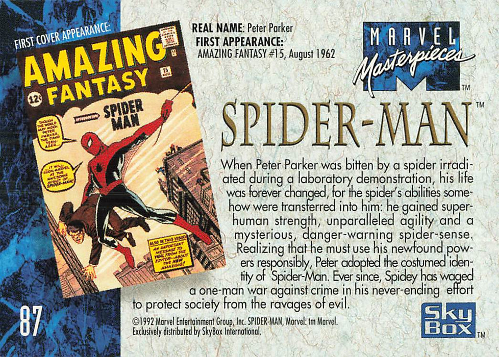 1992 SkyBox Marvel Masterpieces #87 Spider-Man