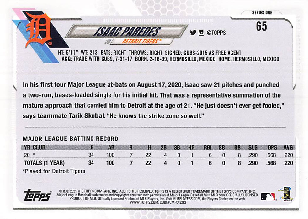 2021 Topps #65 Isaac Paredes RC