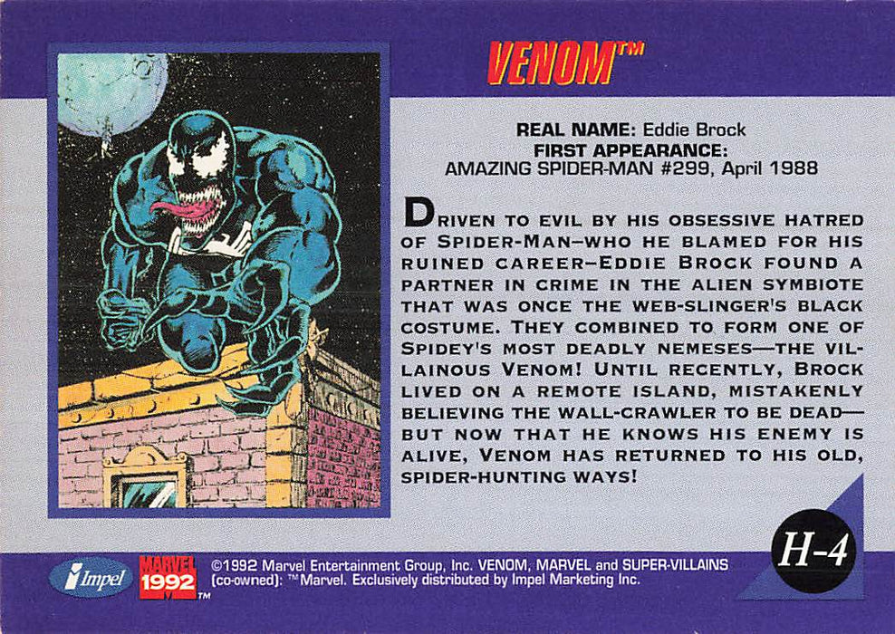 1992 Impel Marvel Universe III Holograms #H4A Venom (blue)