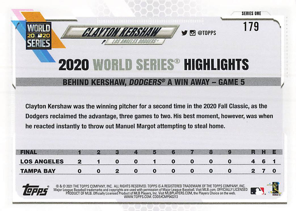 2021 Topps #179 Clayton Kershaw WSH