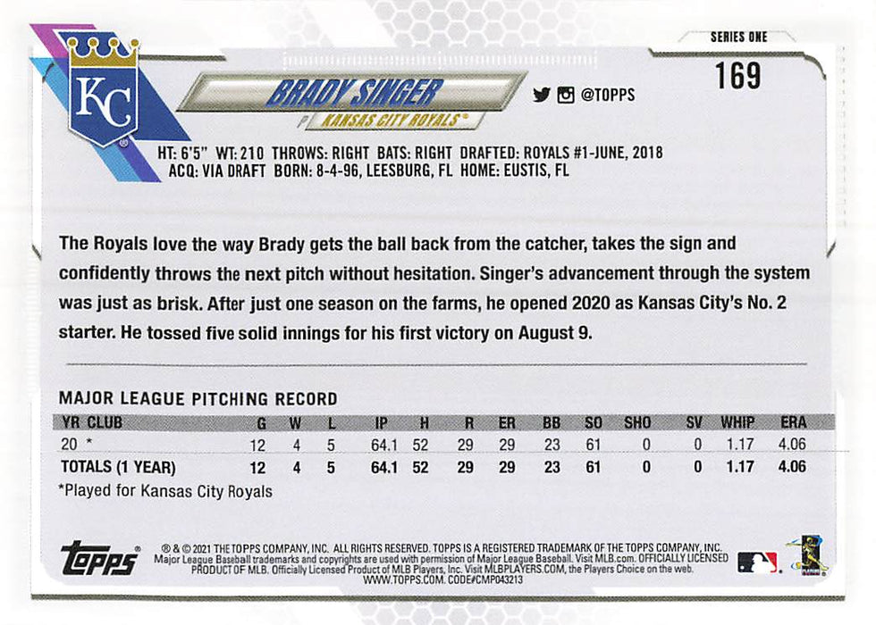 2021 Topps #169 Brady Singer RC