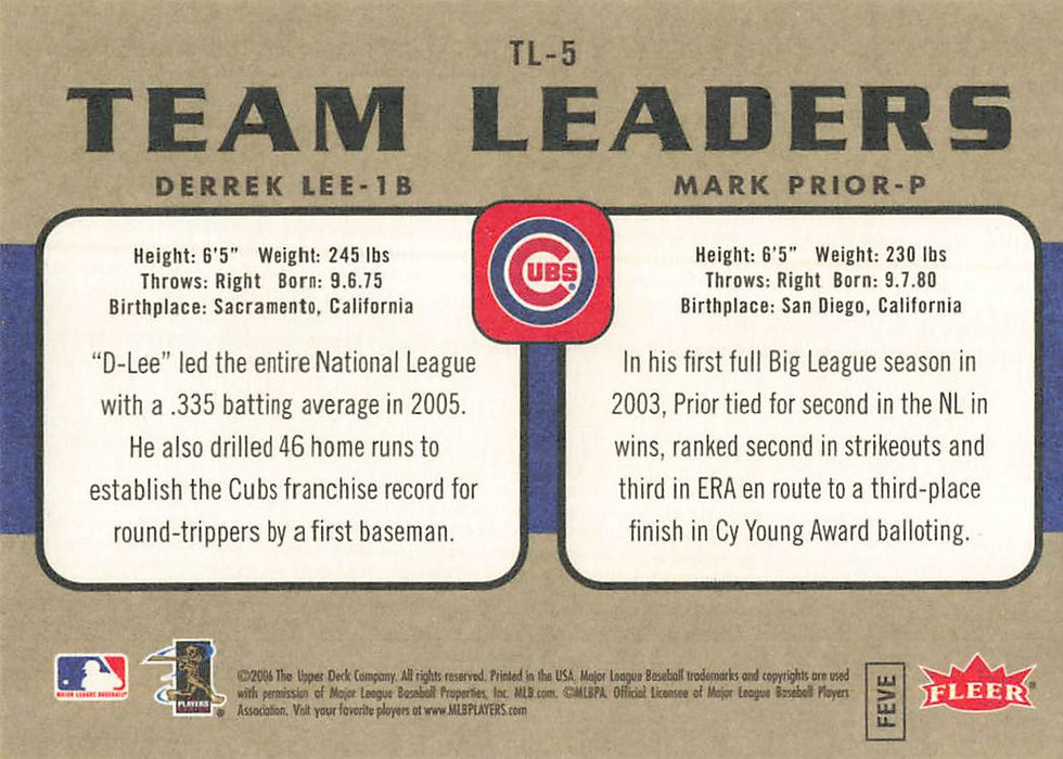 2006 Fleer Team Leaders #TL5 Derrek Lee/Mark Prior