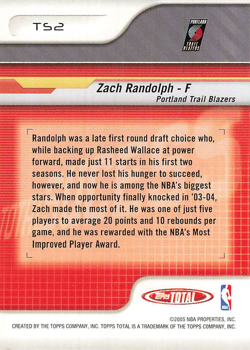 2004-05 Topps Total Success #TS2 Zach Randolph