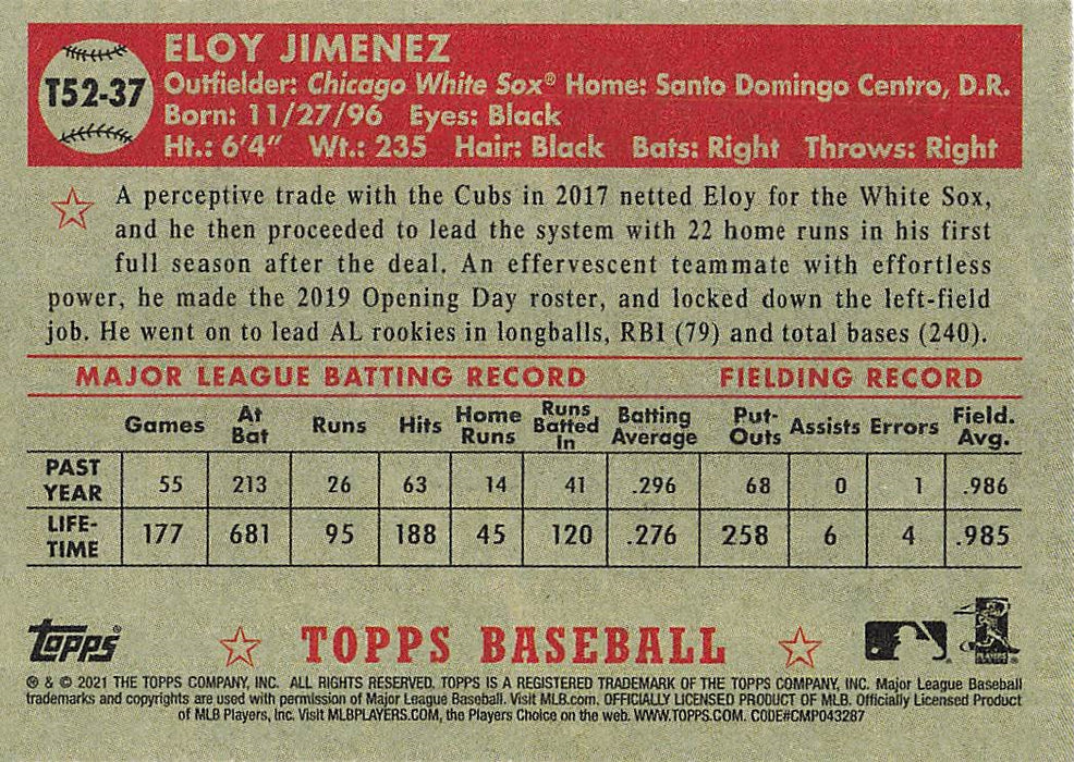 2021 Topps '52 Topps Redux #T5237 Eloy Jimenez