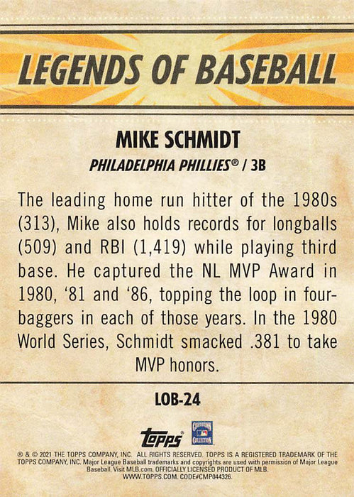 2021 Topps Opening Day Legends of Baseball #LOB24 Mike Schmidt