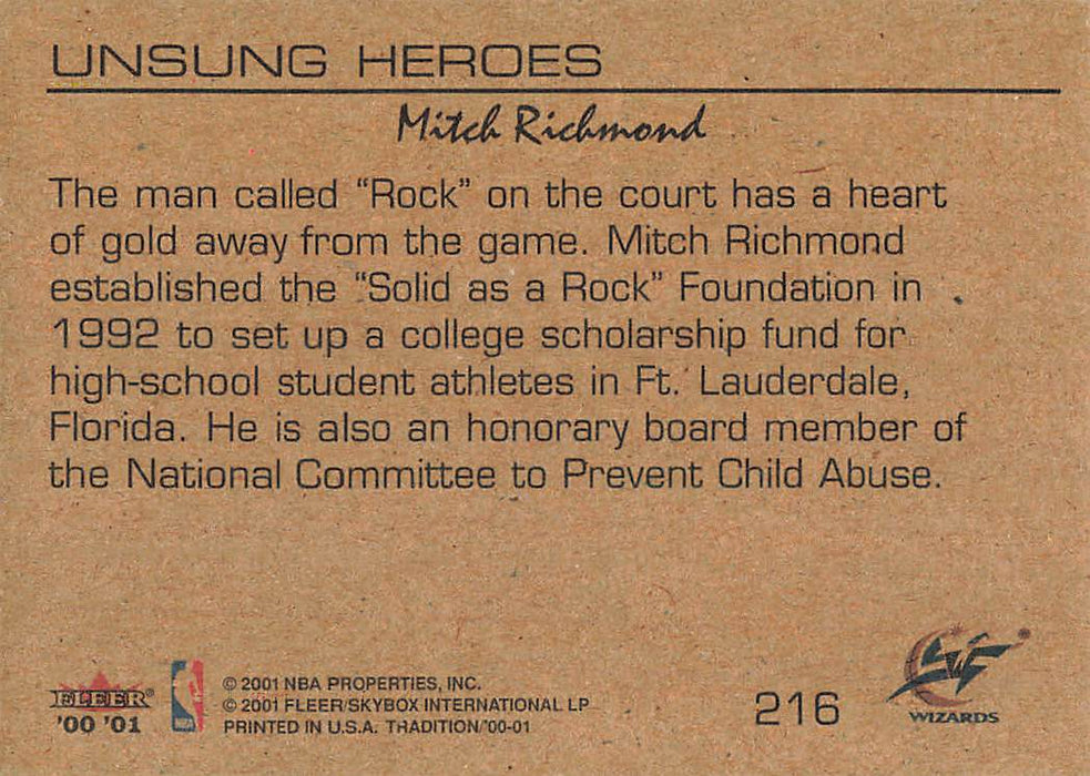 2000-01 Fleer #216 Mitch Richmond UH