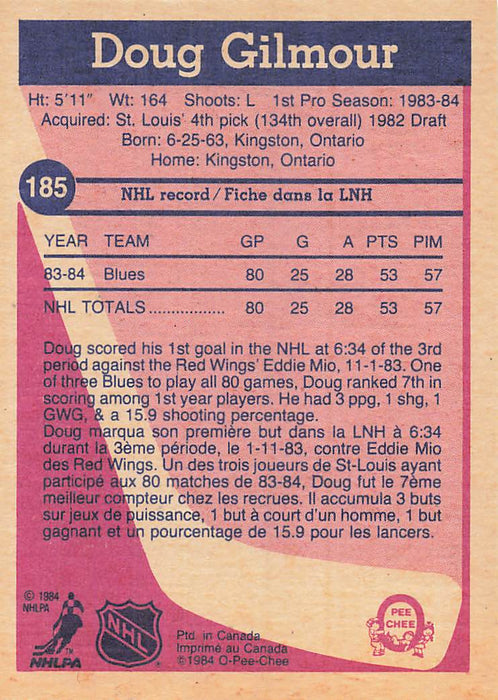 1984-85 O-Pee-Chee #185 Doug Gilmour RC