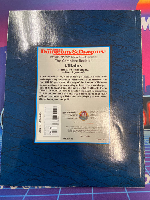 Advanced Dungeons & Dragons SC The Complete Book of Villains