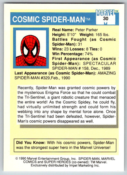 1990 Impel Marvel Universe I #30 Cosmic Spider-Man