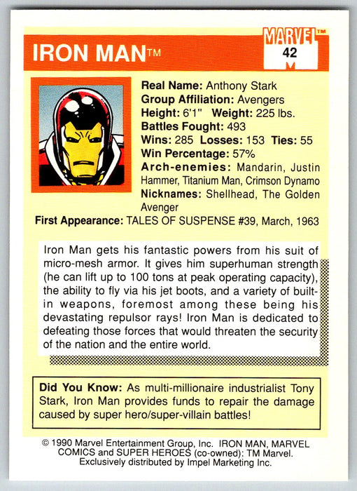 1990 Impel Marvel Universe I #42 Iron Man