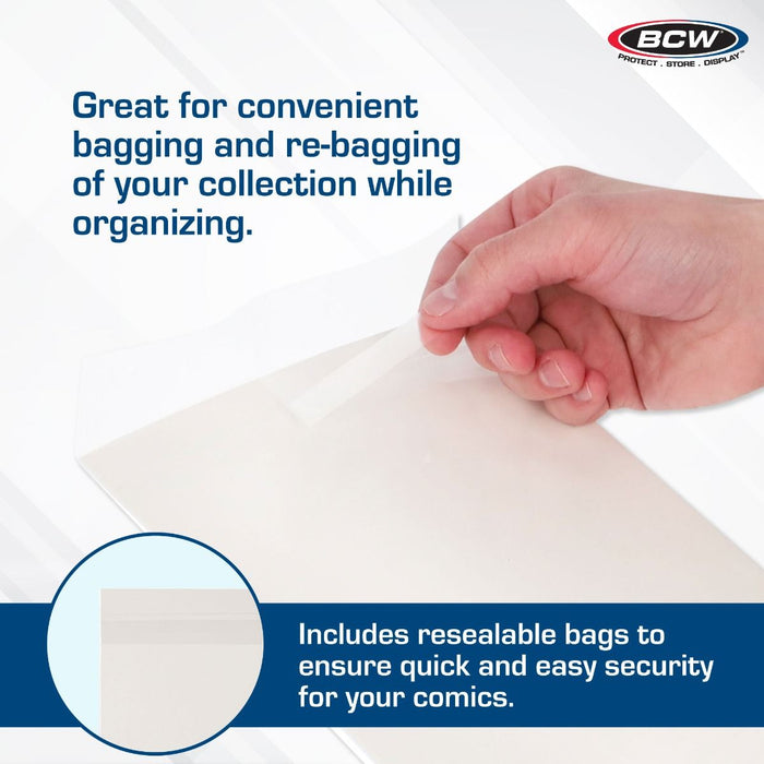 Premade Resealable Silver Comic Bag and Board (BCW) 50 pack