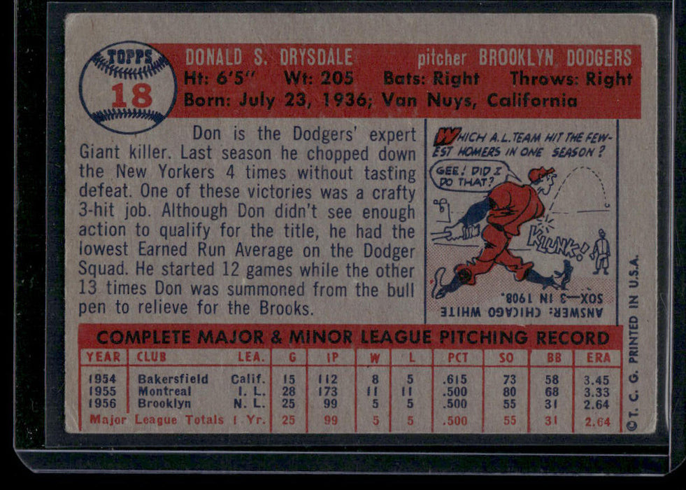 1957 Topps #18 Don Drysdale