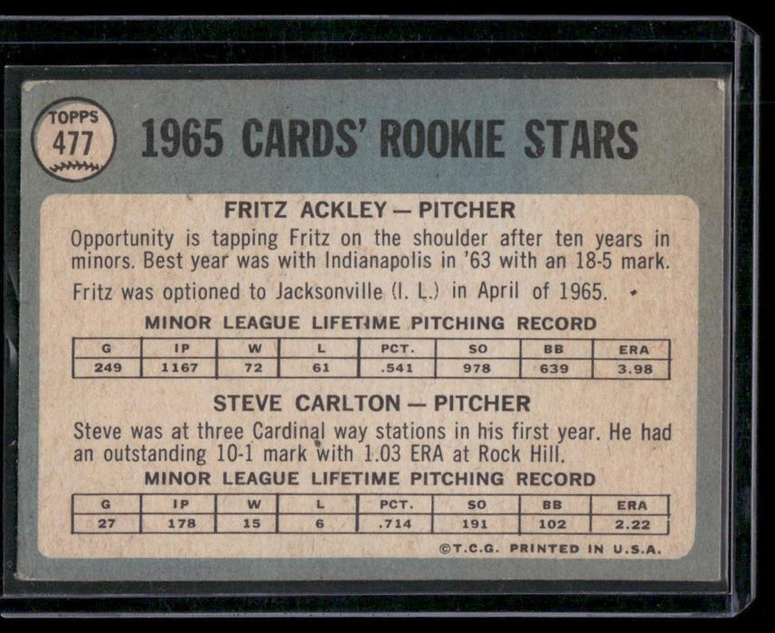 1965 Topps #477 Cards 1965 Rookie Stars (Fritz Ackley / Steve Carlton)