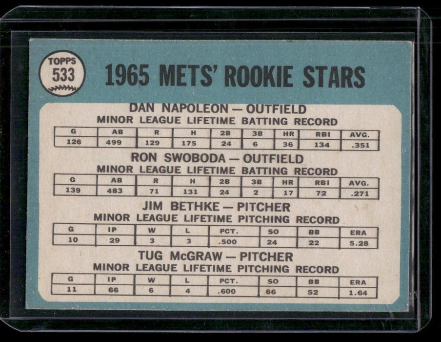 1965 Topps #533 Mets 1965 Rookie Stars (Napoleon / Swoboda / Bethke / McGraw)