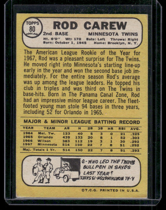 1968 Topps #80 Rod Carew