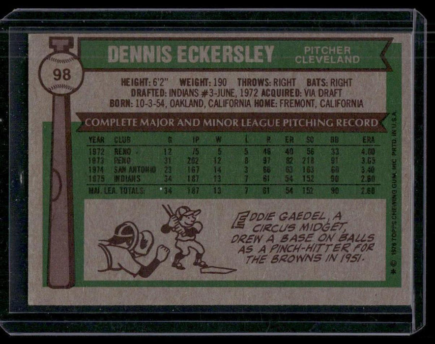 1976 Topps #98 Dennis Eckersley