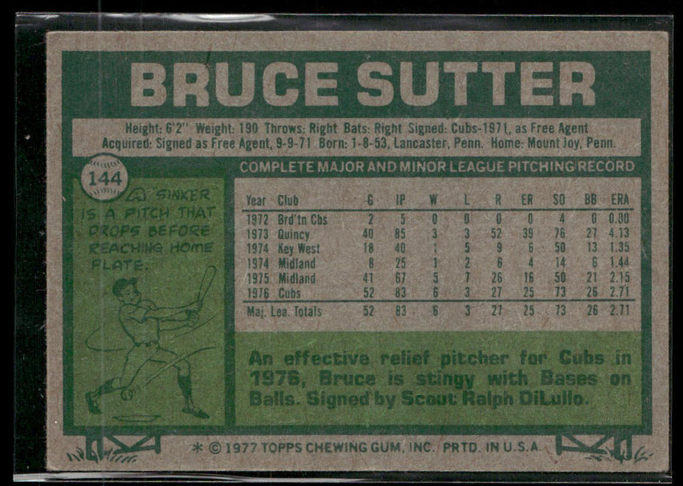 1977 Topps #144 Bruce Sutter