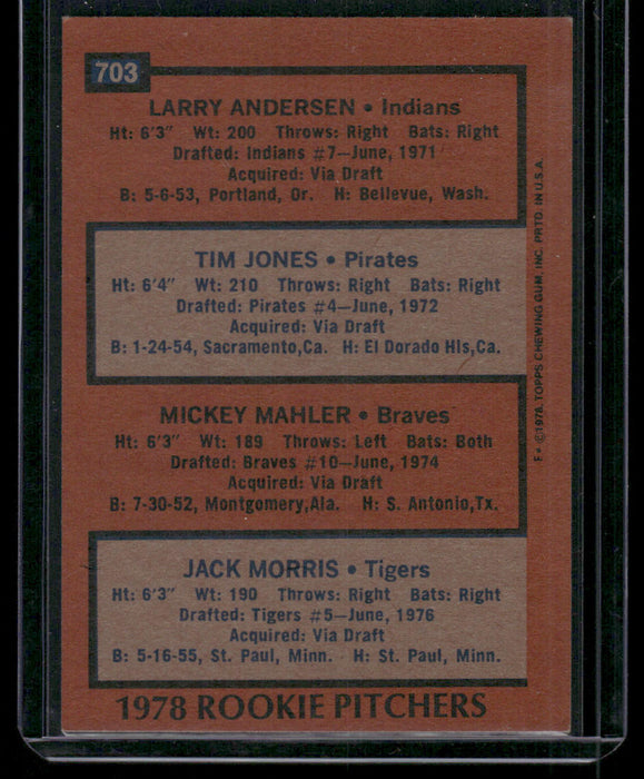 1978 Topps #703 Rookie Pitchers (Andersen / Jones / Mahler / Morris)