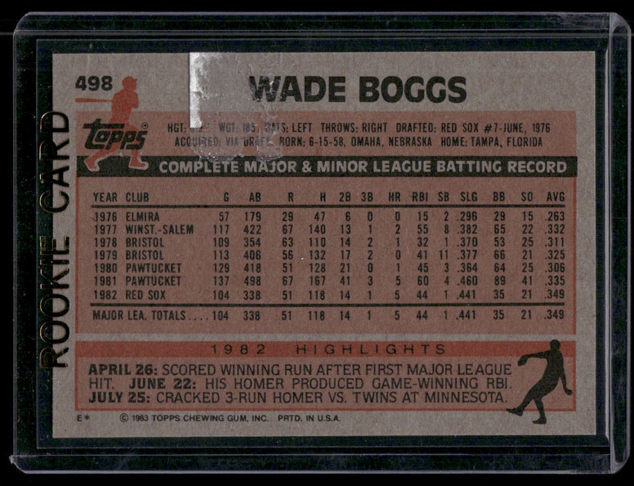 1983 Topps #498 Wade Boggs