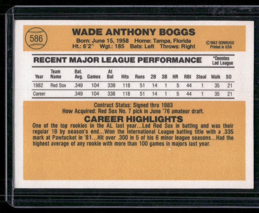 1983 Donruss #586 Wade Boggs