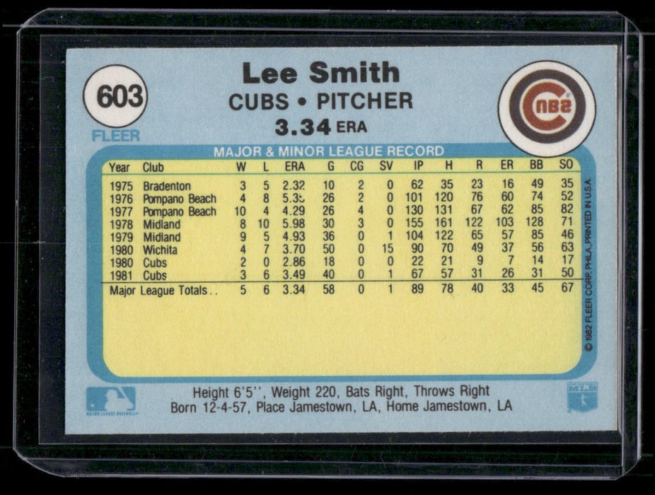 1982 Fleer #603b Lee Smith