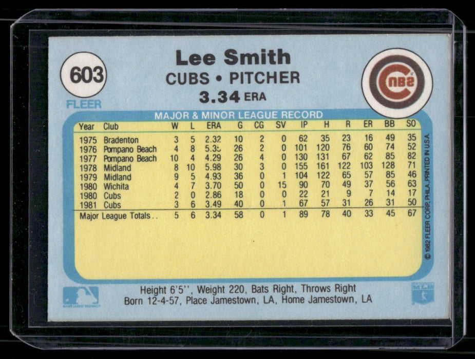 1982 Fleer #603b Lee Smith