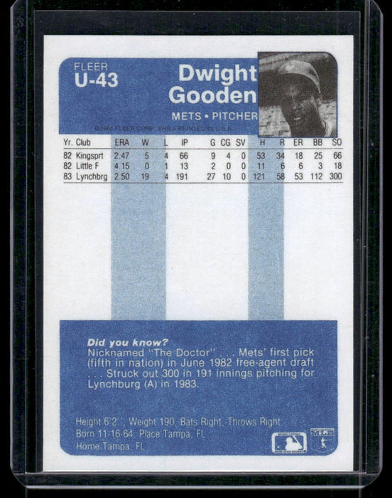 1984 Fleer Update #U-43 Dwight Gooden