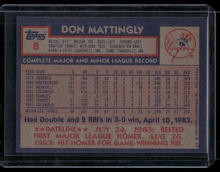 1984 Topps #8 Don Mattingly