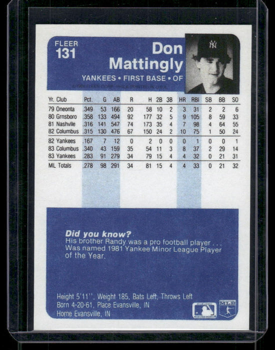 1984 Fleer #131 Don Mattingly