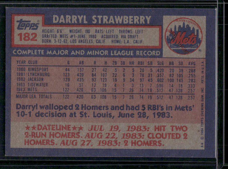 1984 Topps #182 Darryl Strawberry