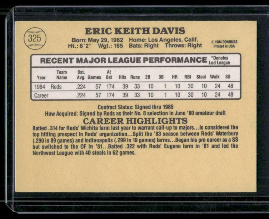 1985 Donruss #325 Eric Davis