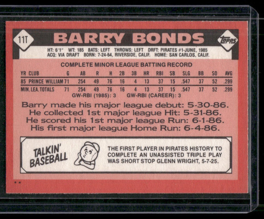 1986 Topps Traded #11T Barry Bonds