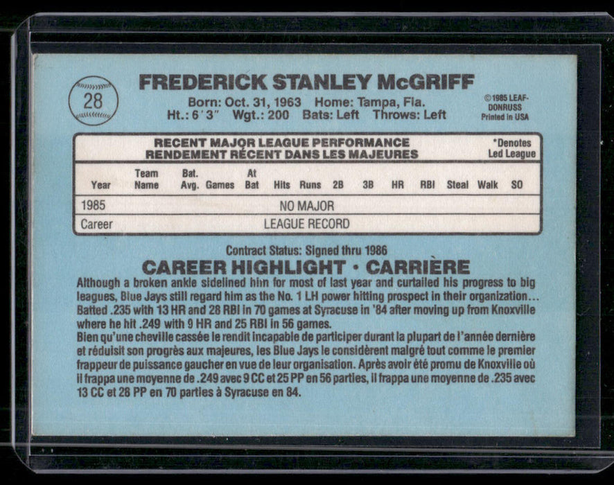 1986 Leaf #28 Fred McGriff