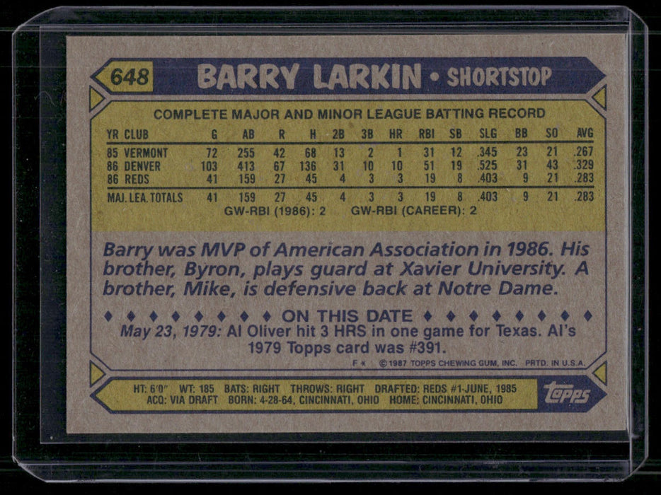 1987 Topps #648 Barry Larkin