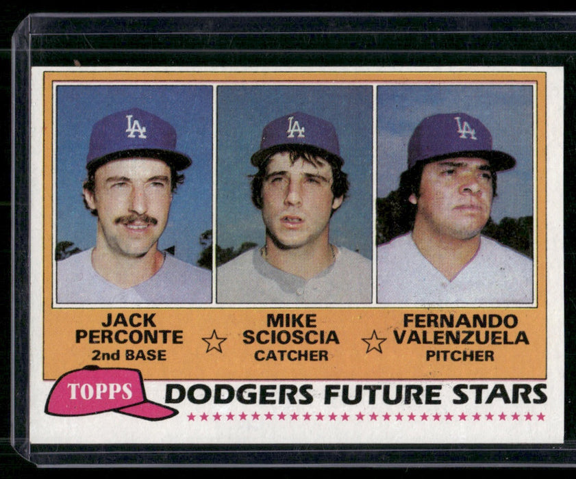 1981 Topps #302 Dodgers Future Stars (Perconte / Scioscia / Valenzuela)