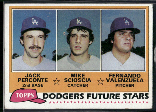 1981 Topps #302 Dodgers Future Stars (Perconte / Scioscia / Valenzuela)