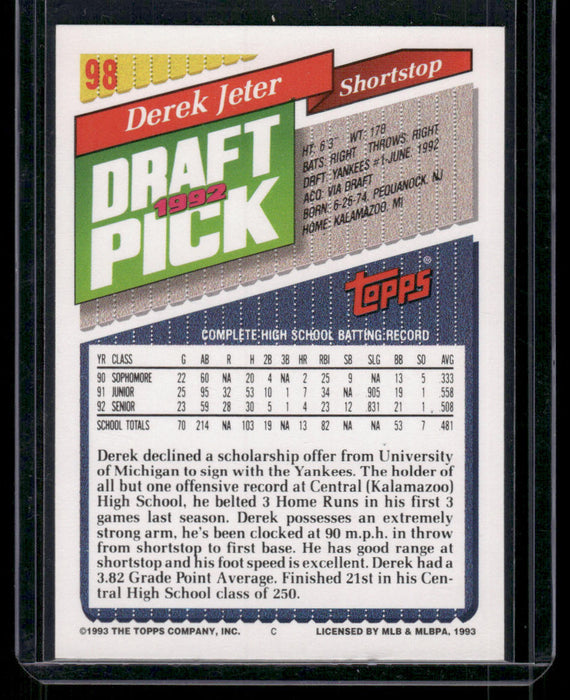 1993 Topps #98 Derek Jeter Gold