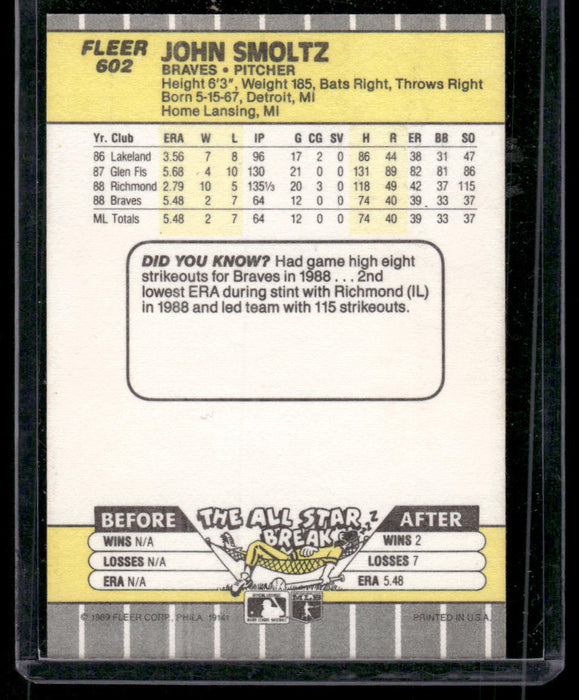 1989 Fleer #602 John Smoltz