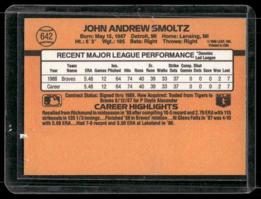 1989 Donruss #642a John Smoltz