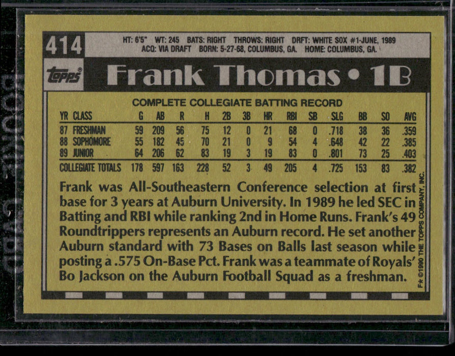 1990 Topps #414b Frank Thomas
