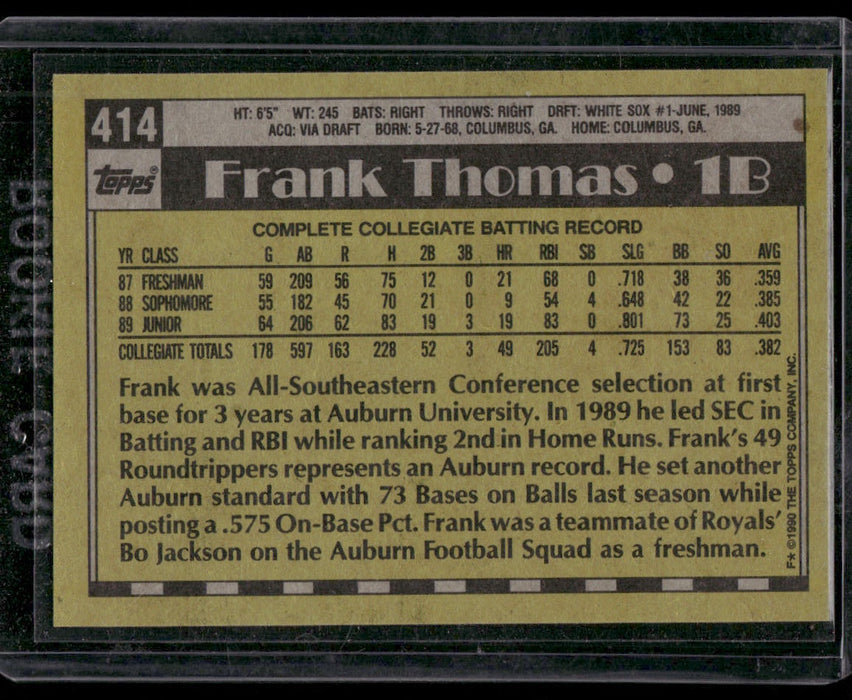 1990 Topps #414b Frank Thomas