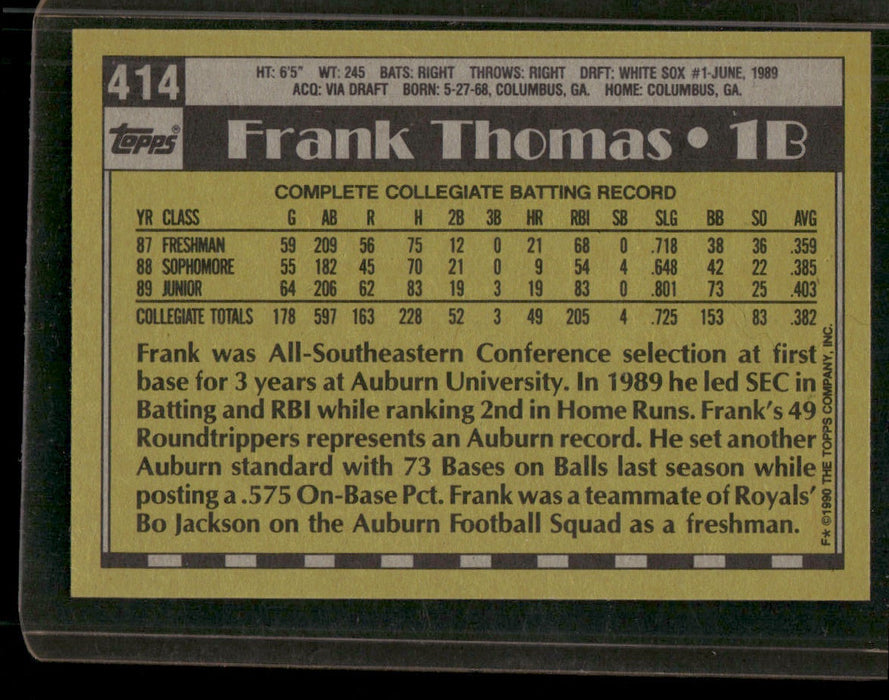 1990 Topps #414b Frank Thomas