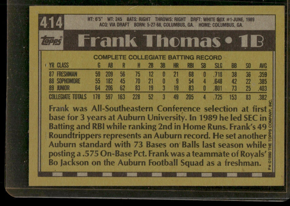 1990 Topps #414b Frank Thomas