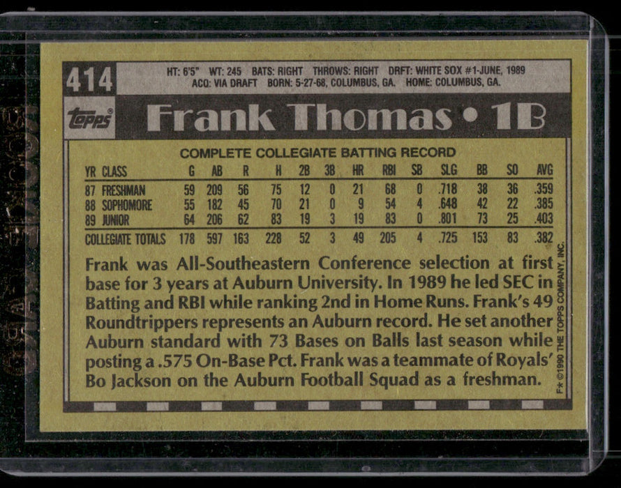 1990 Topps #414b Frank Thomas