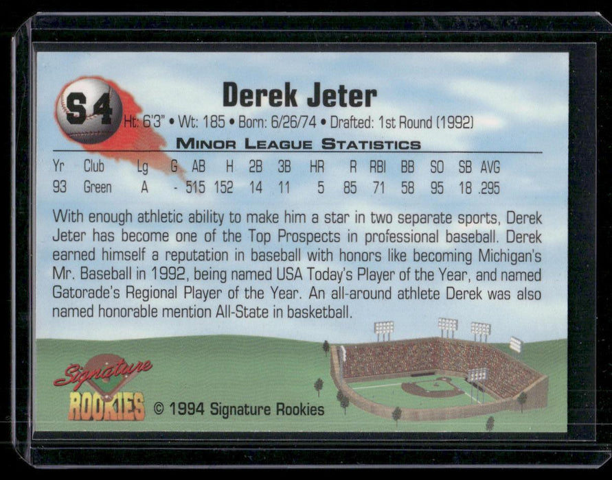 1994 Signature Rookies #S4 Derek Jeter Hottest Prospects Mail-In Promos #'d