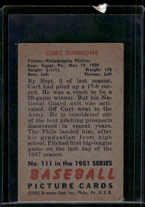 1951 Bowman #111 Curt Simmons