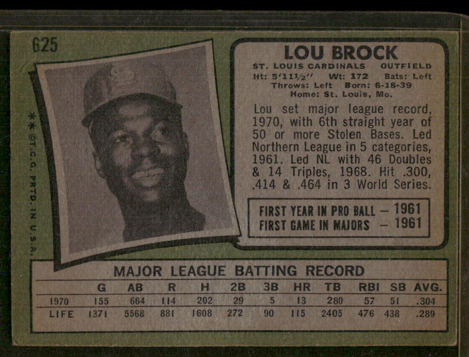 1971 Topps #625 Lou Brock