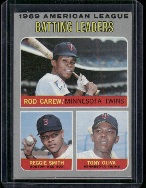 1970 Topps #62 1969 American League Batting Leaders (Carew / Smith / Oliva)